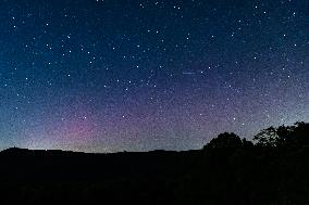 Aurora borealis in the Appalachian Mountains of Virginia