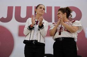 Claudia Sheinbaum, Candidate For The Presidency Of Mexico; And Clara Brugada, Candidate For Mexico City Mayor, Visit Iztapalapa