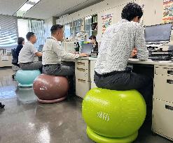 Exercise ball introduced at city office in southwestern Japan