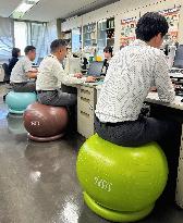 Exercise ball introduced at city office in southwestern Japan