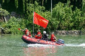 A Water Rescue Drill in Longnan