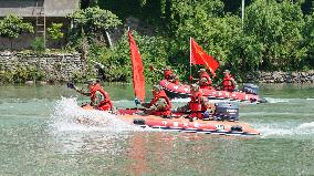 A Water Rescue Drill in Longnan