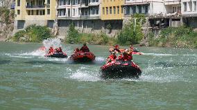 A Water Rescue Drill in Longnan