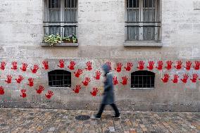 Red Hands Vandalize Shoah Memorial - Paris