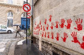 Red Hands Vandalize Shoah Memorial - Paris