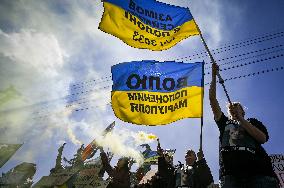 Rally in support of captive Mariupol defenders in Zaporizhzhia