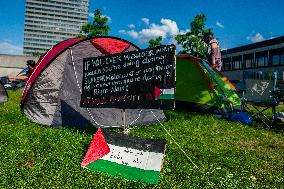 Pro-Palestinian Camp Set Up On The Radboud University Campus, In Nijmegen, Netherlands.
