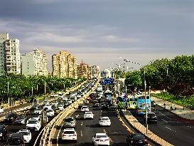 Traffic Flows at Sunset  in Beijing