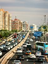 Traffic Flows at Sunset  in Beijing