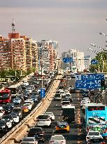 Traffic Flows at Sunset  in Beijing