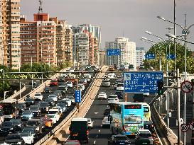 Traffic Flows at Sunset  in Beijing