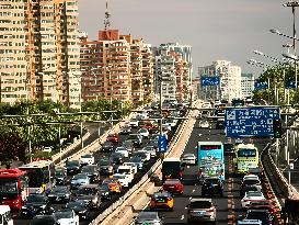 Traffic Flows at Sunset  in Beijing