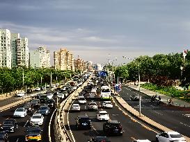 Traffic Flows at Sunset  in Beijing