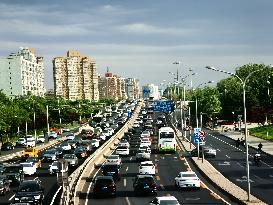 Traffic Flows at Sunset  in Beijing