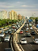 Traffic Flows at Sunset  in Beijing