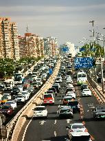 Traffic Flows at Sunset  in Beijing