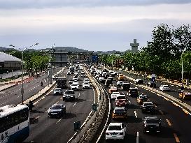 Traffic Flows at Sunset  in Beijing