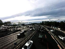 Traffic Flows at Sunset  in Beijing