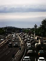 Traffic Flows at Sunset  in Beijing