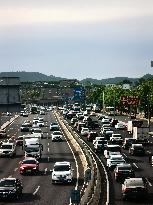 Traffic Flows at Sunset  in Beijing