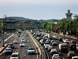 Traffic Flows at Sunset  in Beijing