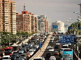 Traffic Flows at Sunset  in Beijing