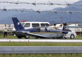 Small plane's belly-landing at central Japan airport