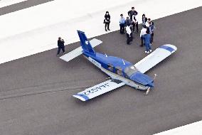 Small plane's belly-landing at central Japan airport