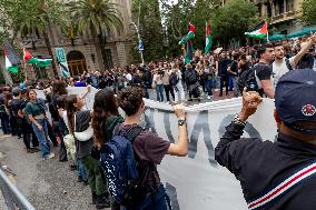 Demonstration Supporting Palestine In Barcelona