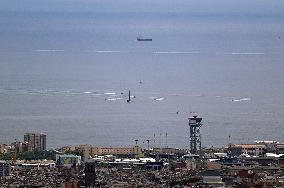 View of Barcelona while the America's Cup sailboats were training