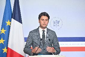 PM Attal Delivers A Speech After The Defense Council - Paris