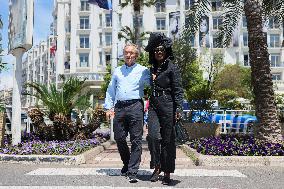 Cannes - Jacky Ickx And Khadja Nin At Hotel Martinez