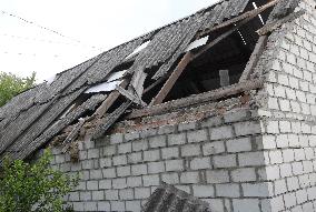 Damage caused by Russian rocket debris in Dnipro