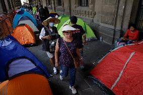 Teachers Of The CNTE Hold A Sit-in In The Zócalo Of Mexico City
