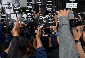 Indonesian Journalists Demonstration Rejecting The Draft Broadcasting Law