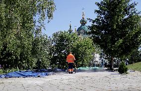 UOC-MP SAF temple dismantled in UNESCO buffer zone in Kyiv overnight