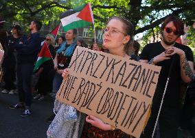 Solidarity Protest With Palestine At The Jagiellonian University In Krakow