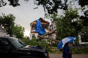 Damage From Disastrous Derecho Storm In Houston