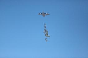 Humanitarian Aid Supplies Airdropped Over Khan Younis - Gaza