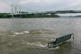 Rhine River Rises Quickly In Cologne After Heavy Rainfall In Saarland