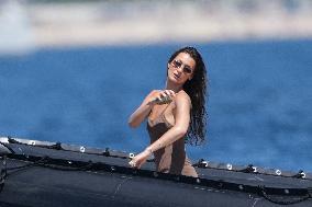 Bella Hadid at Eden Roc Hotel And Aboard Boat - Antibes