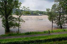 Rhine River Rise  In And Around Bonn After Heavy Rainfall In Saarland
