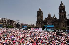 Marea Rosa Rally Supporting Candidate Xochitl Galvez - Mexico