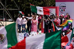 Marea Rosa Rally Supporting Candidate Xochitl Galvez - Mexico