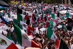 Marea Rosa Rally Supporting Candidate Xochitl Galvez - Mexico