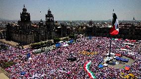 Marea Rosa Rally Supporting Candidate Xochitl Galvez - Mexico