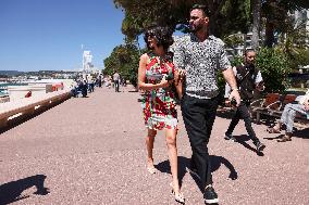 Cannes - Nabilla Benattia And Thomas Vergara Walk The Croisette