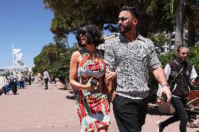 Cannes - Nabilla Benattia And Thomas Vergara Walk The Croisette