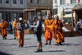 Tourists in Tallinn Old Town