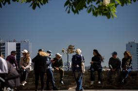 Tourists in Tallinn Old Town